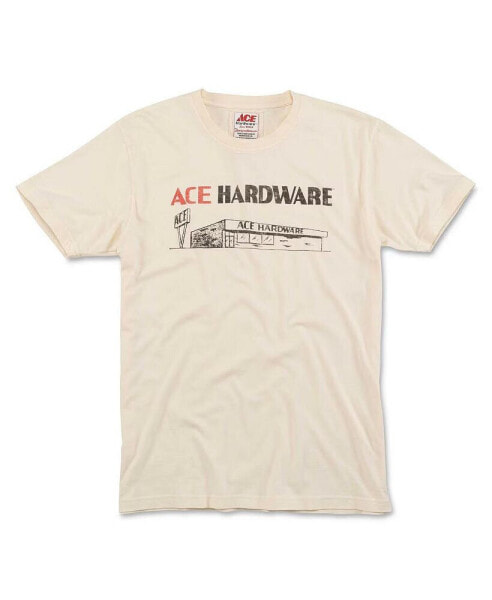 Men's Cream Ace Hardware Vintage-like Fade Brass Tacks Store T-Shirt