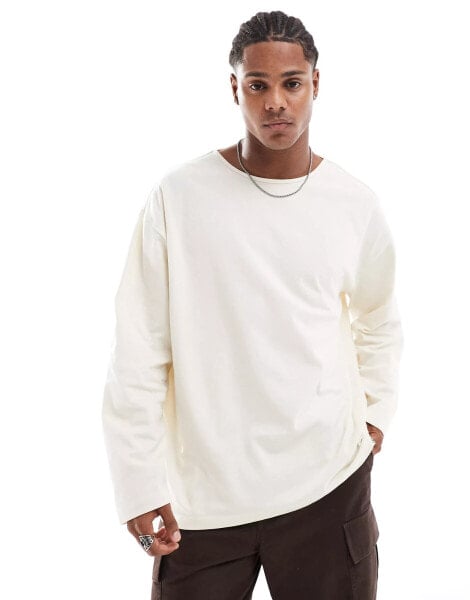 ASOS DESIGN oversized long sleeve t-shirt in cream