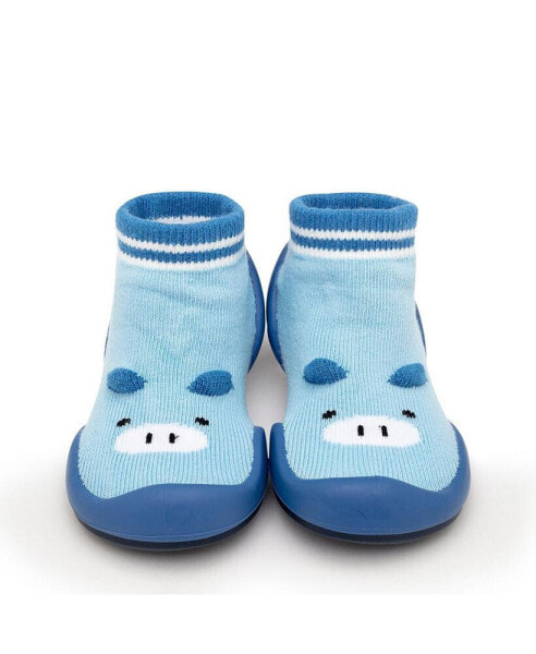 Baby Boy First Walk Sock Shoes Piglet Blue