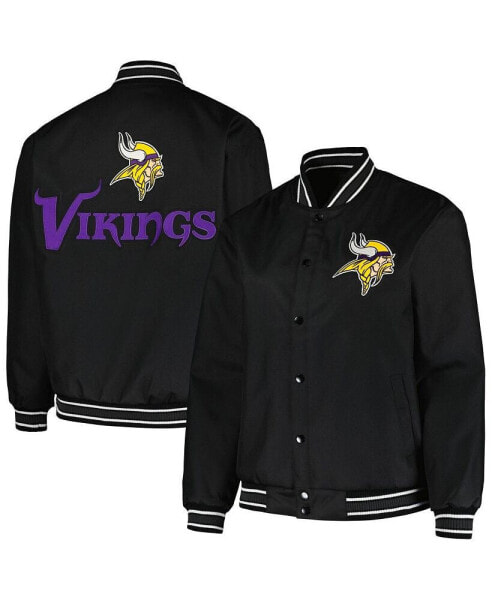 Свитшот женский JH Design черный Minnesota Vikings Plus Size Full-Snap - куртка