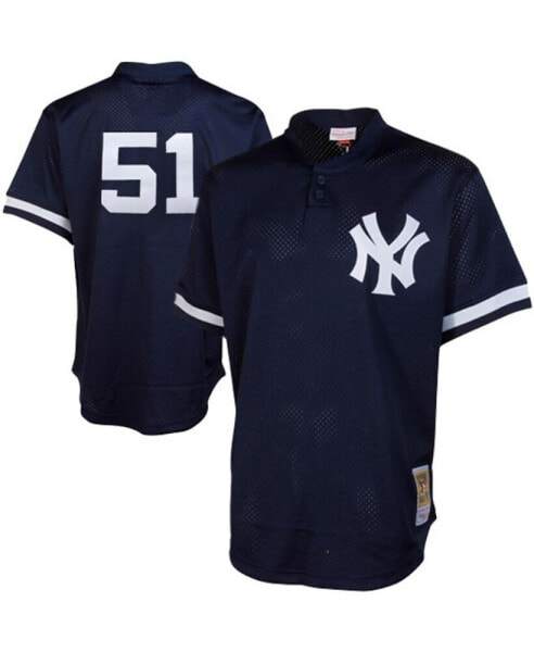 Men's Bernie Williams Navy New York Yankees Cooperstown Mesh Batting Practice Jersey