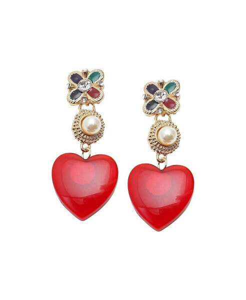 Women's Gold Royal Heart Drop Earrings