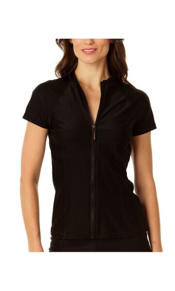 Women's Short Sleeve Zip Front Rashguard Top