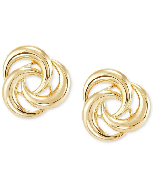 Tricolor Love Knot Stud Earrings in 10k Gold, White Gold & Rose Gold