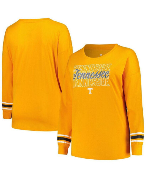 Women's Tennessee Orange Tennessee Volunteers Plus Size Triple Script Crew Neck Long Sleeve T-shirt