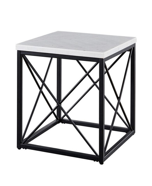 Steve Silver Skyler 22" Square Marble and Metal End Table