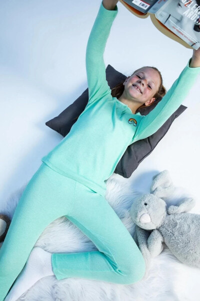 Kız Çocuk Gökkuşağı Baskılı Uzun Kollu Pijama Takım
