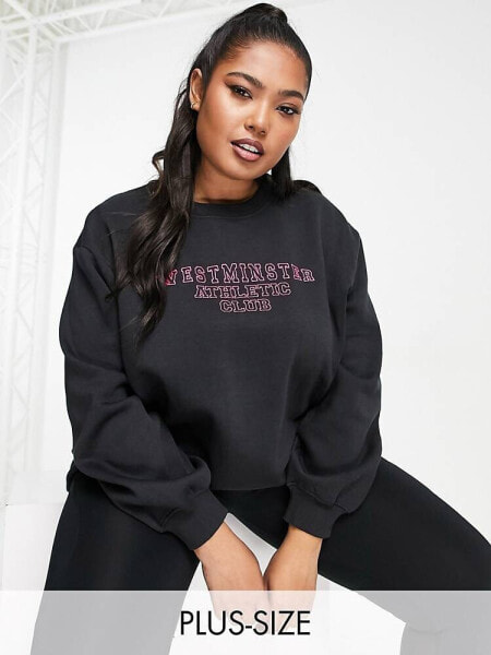 Threadbare Fitness Plus Dixie embroidered sweater in black