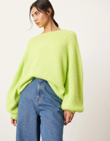 ASOS EDITION knit oversized crew neck jumper in lime green