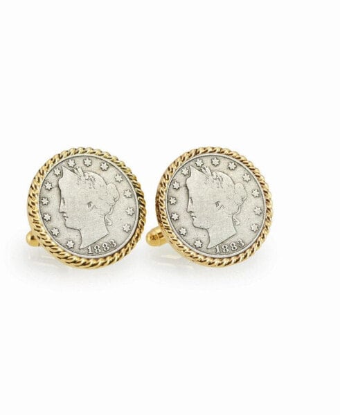 1883 First-Year-Of-Issue Liberty Nickel Rope Bezel Coin Cuff Links