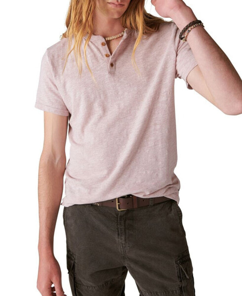 Men's Linen Short Sleeves Henley T-shirt