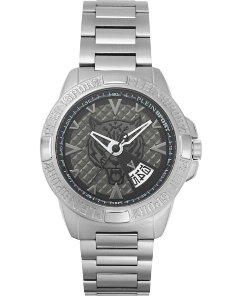Men's Touchdown Silver-Tone Stainless Steel Bracelet Watch 44mm