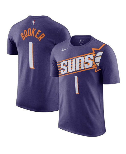 Men's Devin Booker Purple Phoenix Suns Icon Edition Name and Number T-shirt