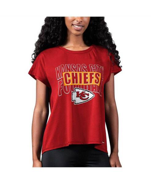 Women's Red Kansas City Chiefs Abigail Back Slit T-shirt