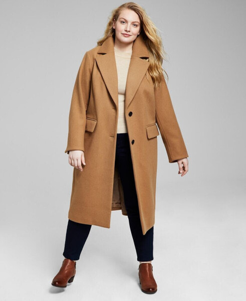 Women's Plus Size Single-Breasted Coat, Created for Macy's