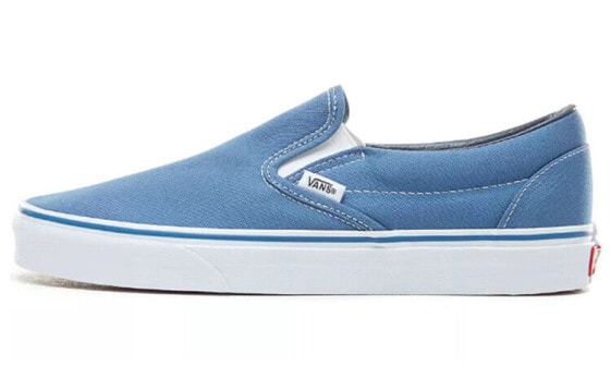 Слипоны Vans Slip-On синие с белой подошвой