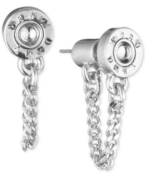 Logo Rivet Chain Front & Back Earrings