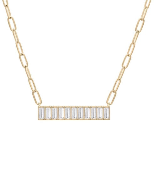 Nano Emerald Color Baguette Bar Pendant Necklace (1 ct. t.w.) in Gold Vermeil, 17" (Also in Nano White Sapphire Color, Nano Ruby Color, & Blue Sapphire Color), Created for Macy's