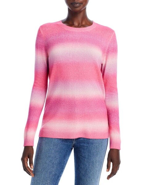 C by Bloomingdale's Ombre Stripe Long Sleeve Sweater Pink Size M