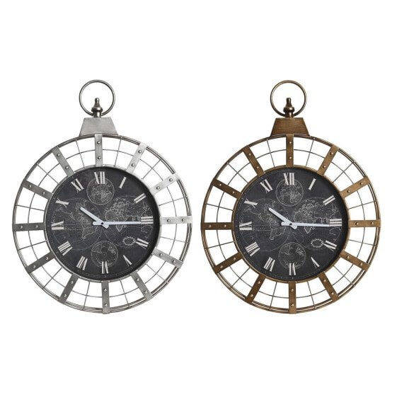 Часы настенные DKD Home Decor 60 x 6,5 x 78 см Стеклянный Серебряно-чёрный Позолоченный Железо (2 штуки)