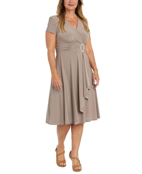 R&M Richards Short-Sleeve Faux-Wrap Dress