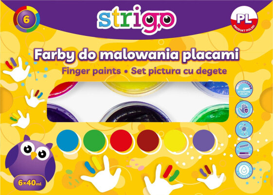 Strigo Farby do malowania palcami STRIGO, 6 kolorów