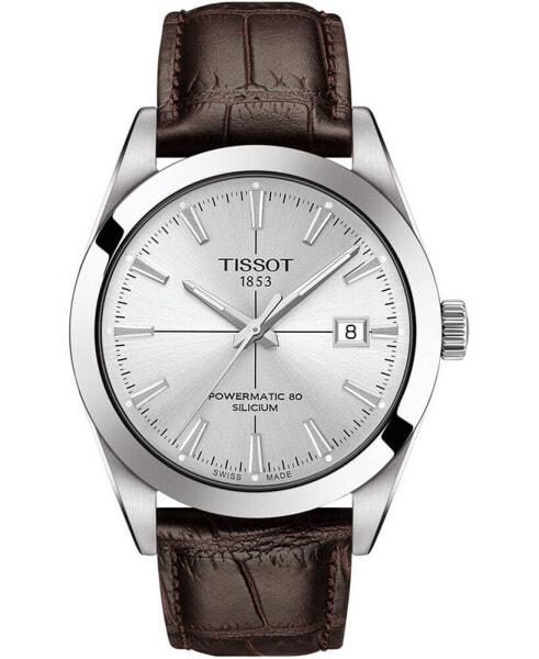 Часы Tissot Men's Swiss Automatic Powermatic 80 Silicium Brown