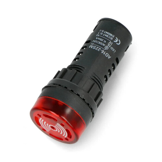 LED indicator 12V DC - 28mm - red with a buzzer