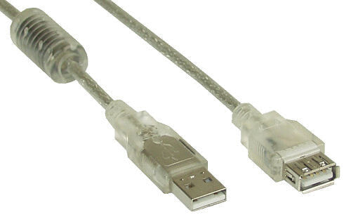 InLine USB 2.0 Extension Cable Type A M/F - transparent - w/ferrite - 2m