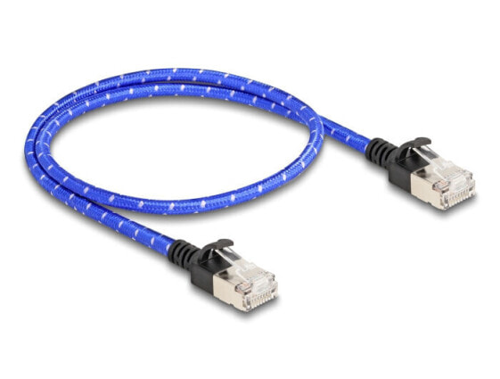 Сетевой кабель RJ45 с плетеным манжетом Cat.6A U/FTP Slim 0.5 м синий - Network - CAT 6a DELLOCK