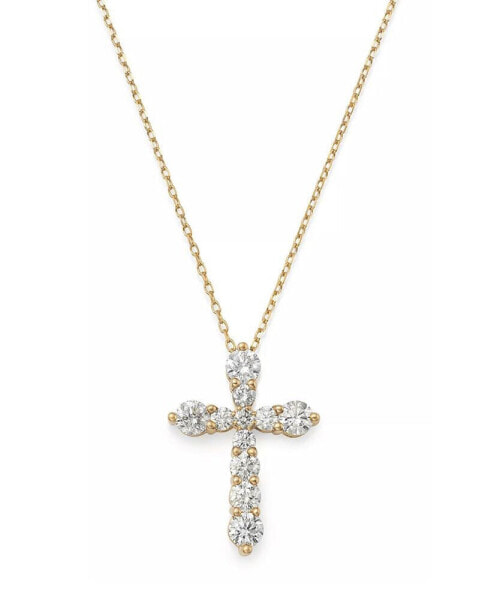 Diamond Cross 16"-18" Pendant Necklace (1/2 ct. t.w.) in 14k White Gold or 14K Gold