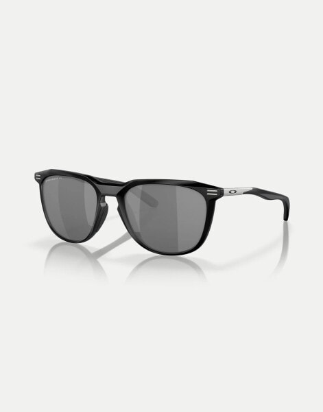 Oakley thurso square polarised sunglasses in black with grey mirrored lens in matte black