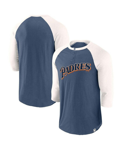 Men's Navy/Cream San Diego Padres Historical Win 3/4-Sleeve Henley T-Shirt