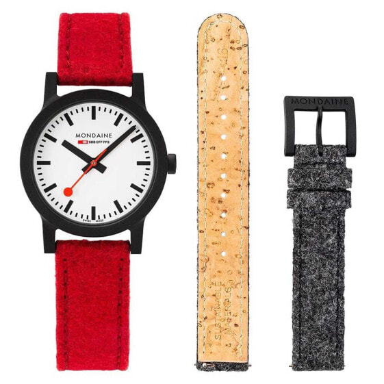 Мужские наручные часы с красным кожаным ремешком MONDAINE MS1.32110.LC.SET Watch