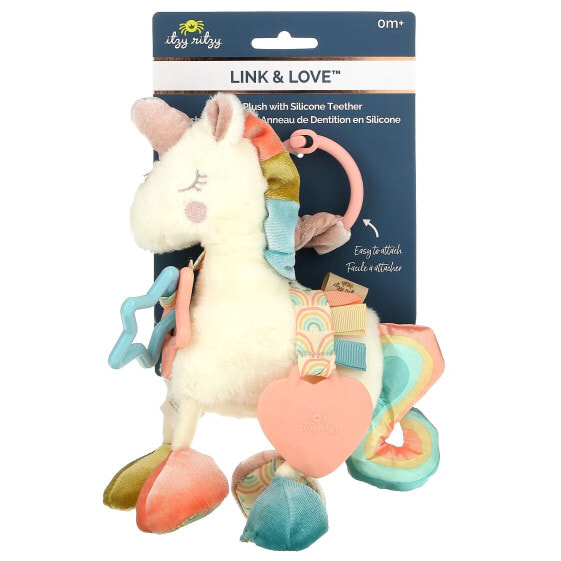 Link & Love, Activity Plush with Silicone Teether, 0+ Months, Unicorn, 1 Teether