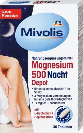 Mivolis Magnesium 500 Nacht Depot, 30 St, 43 g