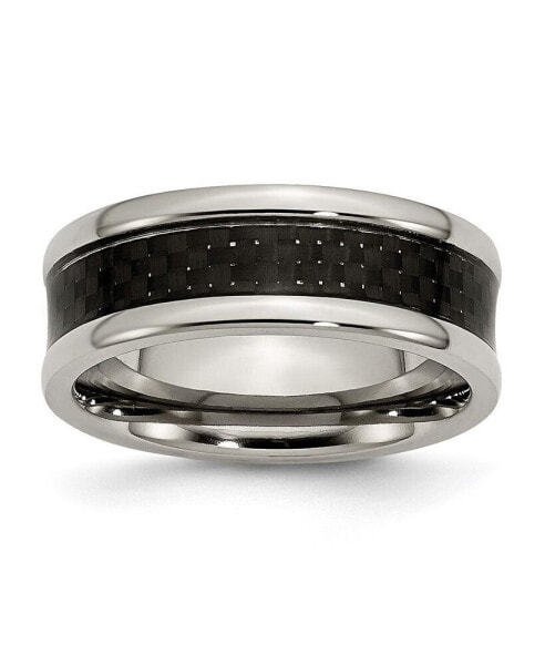 Titanium Black Carbon Fiber Inlay Wedding Band Ring