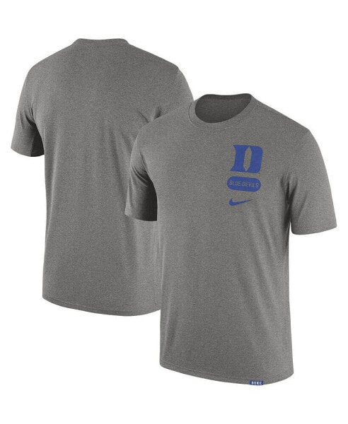 Men's Heather Gray Duke Blue Devils Campus Letterman Tri-Blend T-shirt