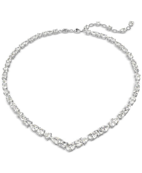 Silver-Tone Crystal V-Shape Collar Necklace, 15" + 2-3/4" extender