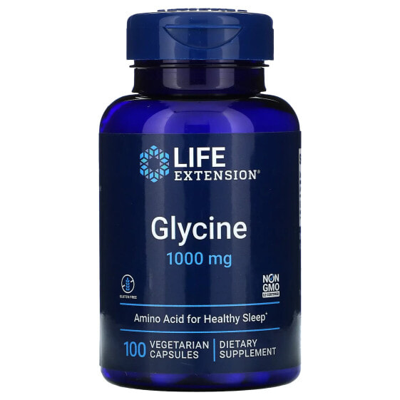 Аминокислоты Life Extension Глицин, 1,000 мг, 100 вегетарианских капсул