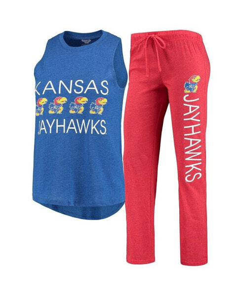 Women's Royal, Red Kansas Jayhawks Team Tank Top and Pants Sleep Set