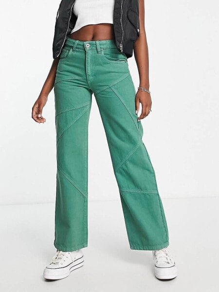 Cotton:On panel straight leg jeans in green