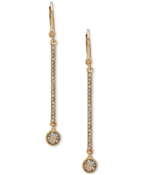 Crystal Stone Pavé Bar Linear Drop Earrings