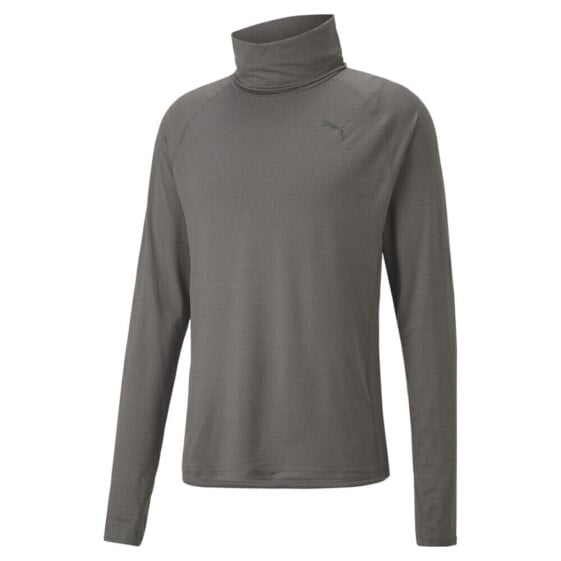 Puma Run Cloudspun Turtle Neck Long Sleeve Athletic T-Shirt Mens Grey Casual Top
