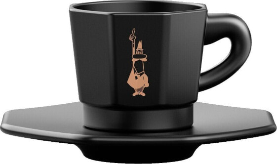 Bialetti Bialetti - Zestaw 4 filiżanek z podstawką - Czarny z miedzianym logo