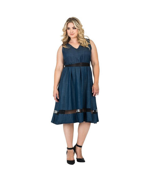 Plus Size Sleeveless A-Line Tencel Denim Dress