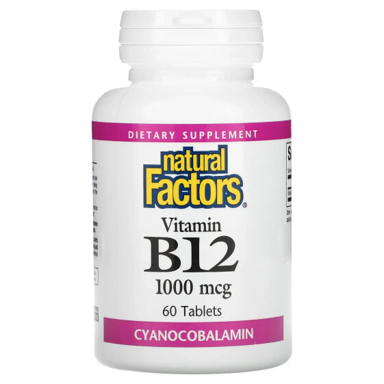 Витамин B12 Natural Factors 1,000 мкг, 60 таблеток