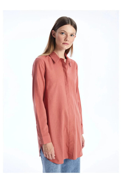 LCW Modest Düz Uzun Kollu Kadın Gömlek Tunik Tunik