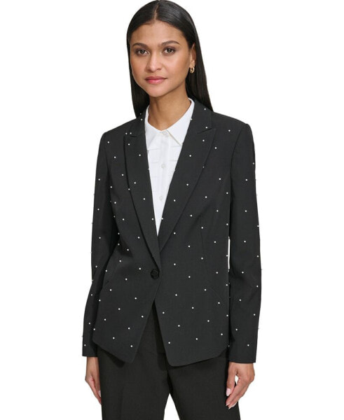 Women's Bead-Embellished Single-Button Blazer