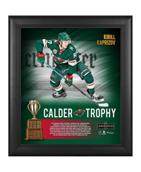 Коллаж победителя кубка Калдера 2021 Fanatics Authentic kirill Kaprizov Minnesota Wild в рамке 15" x 17"